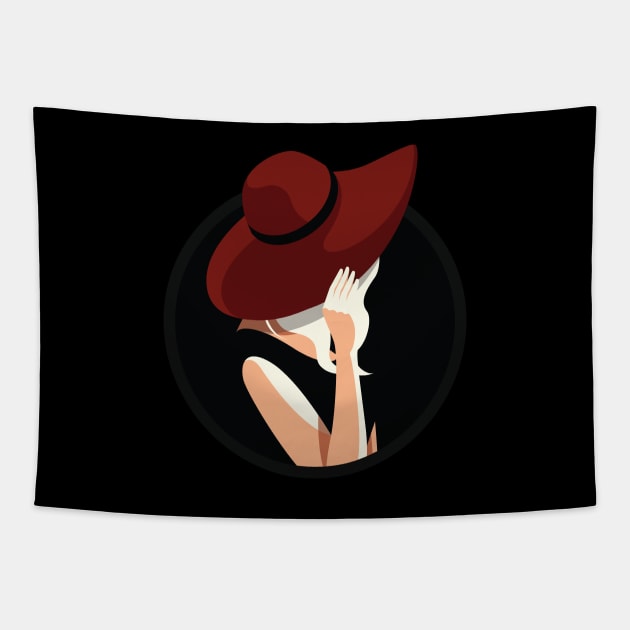 Lady in Red Hat Tapestry by lanaxxart