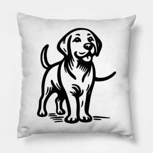 Stick figure puppy in black ink Pillow