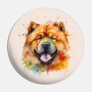 Chow Chow Bright Watercolor Painting Pin