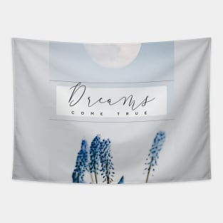 Moon dream sky clouds aesthetic love blue romantic  dreams come true flowers Tapestry