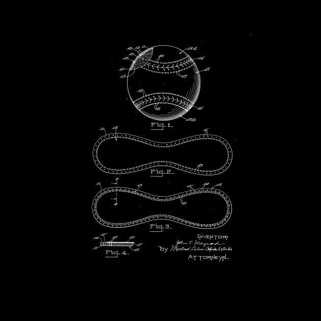 Baseball Vintage Patent Drawing by TheYoungDesigns