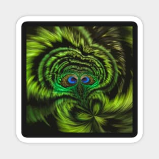 Owl Fractal Green Pattern Design Magnet