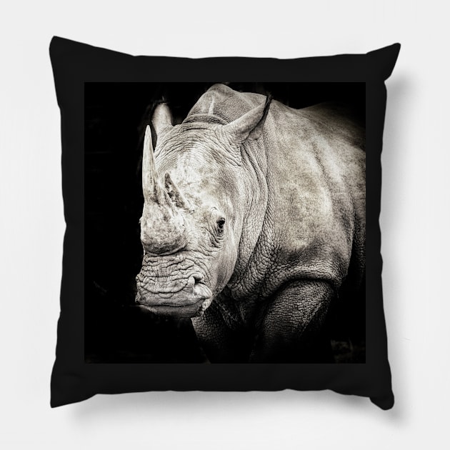 Rustic Rhino Pillow by sanityfound