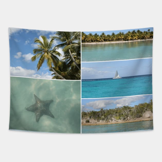 Caribbean Travel Vacation Photo Collage Tapestry by Christine aka stine1