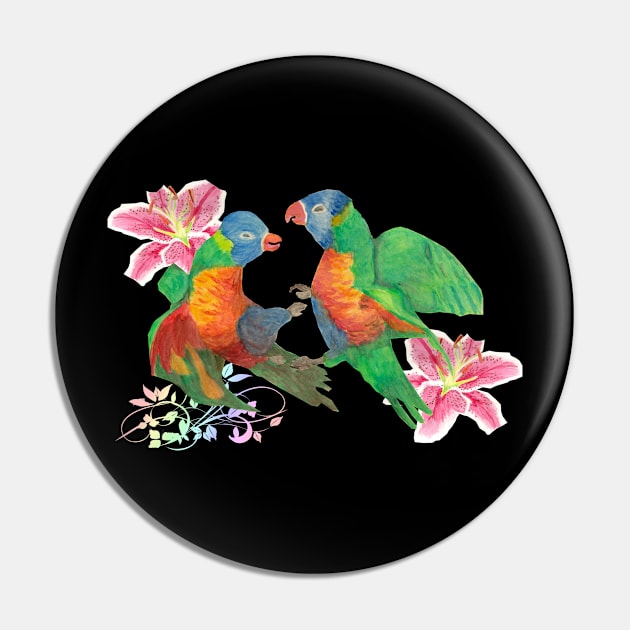 Colorful fight parrots and lilies Pin by Ezhael