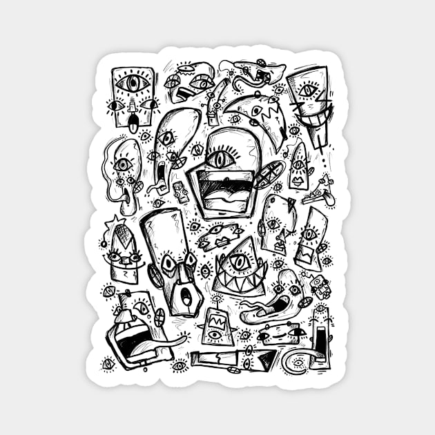 Sketchy Faces Magnet by aGoM