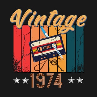 46th Birthday 46 Years Old 46th Vintage Retro cassette Mixtape Music Cassette 1974 Birthday T-Shirt