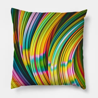 Psychedelic Rainbow Colorful Abstract Art Strands Pillow