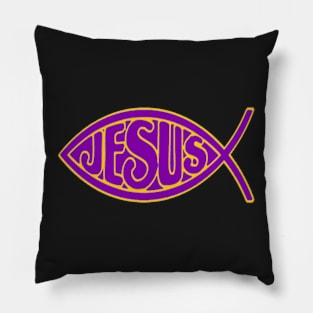 JESUS FISH PURPLE GOLD ICHTHYS CHRIST CHRISTIAN Pillow