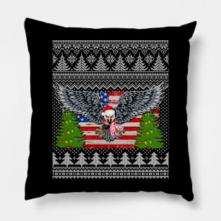 Bald Eagle Ugly Christmas Funny Xmas Pillow