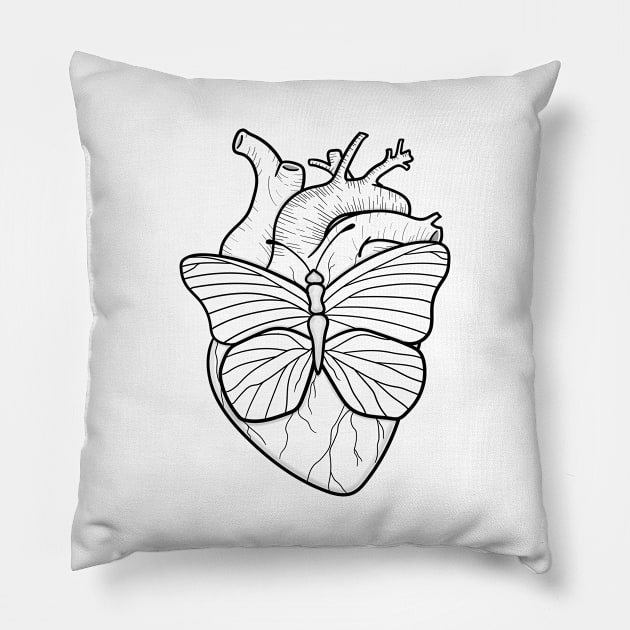 Butterfly heart Pillow by VanessArtisticSoul