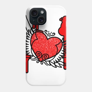 Winged Heart (Red and Black Version) Phone Case