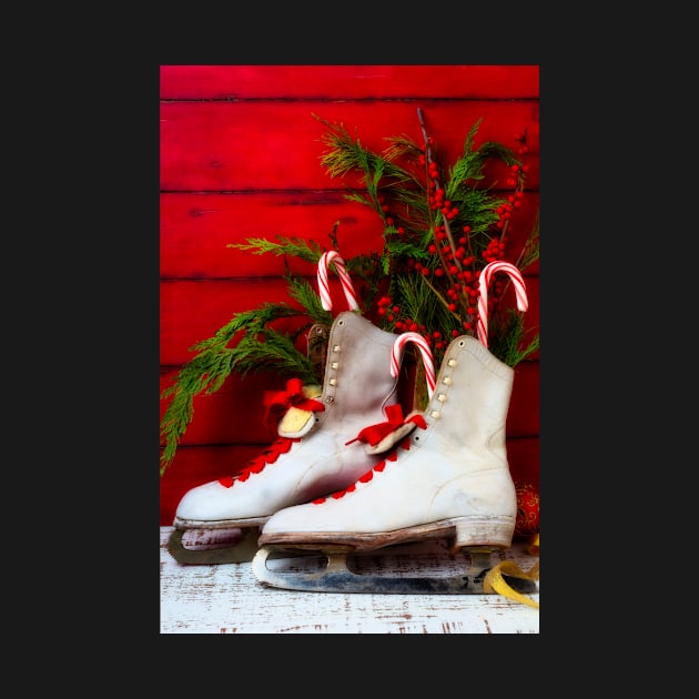 Vintage Women's Ice Skates And Candy Canes by photogarry