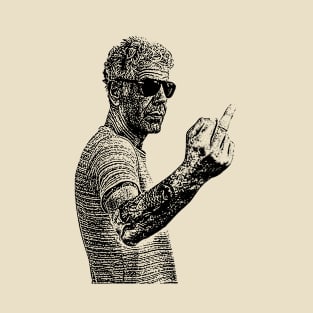 Anthony Bourdain middle finger pose T-Shirt