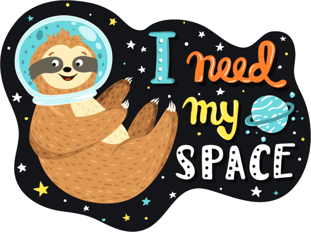 I Need My Space Funny Quote Cute Sloth Lover In Space Kids T-Shirt by Squeak Art