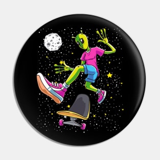 Space Alien Skateboarding Skateboarder Pin