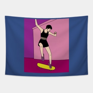 Retro Skateboarder Tapestry