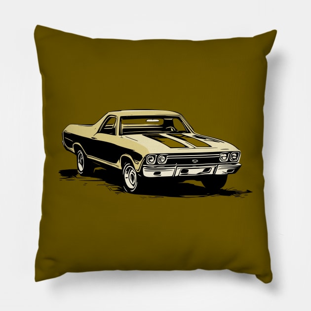 Yellow 68 El Camino Pillow by ZoeysGarage