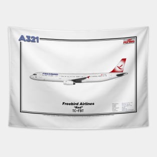 Airbus A321 - Freebird Airlines "Red" (Art Print) Tapestry