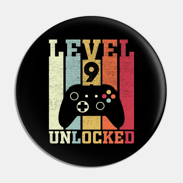 Level 9 Unlocked Funny Video Gamer 9th Birthday Gift Pin by DragonTees