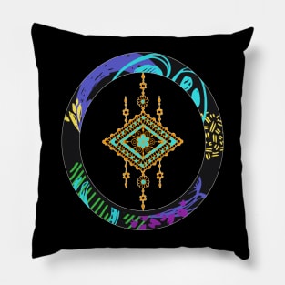 Colorful circle design with decorative pendant Pillow