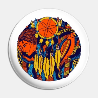 Orange Blue Dream Falcon Pin