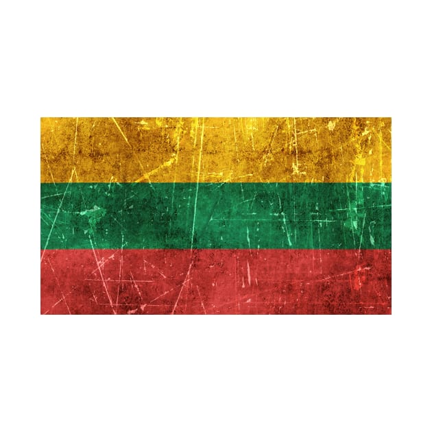 Vintage Aged and Scratched Lithuanian Flag by jeffbartels