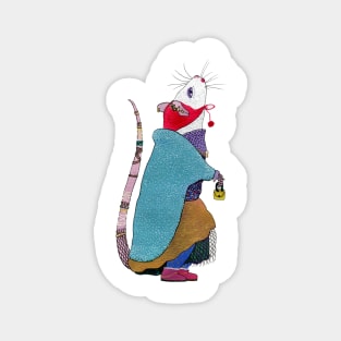 Rat wearing blue fur coat Magnet