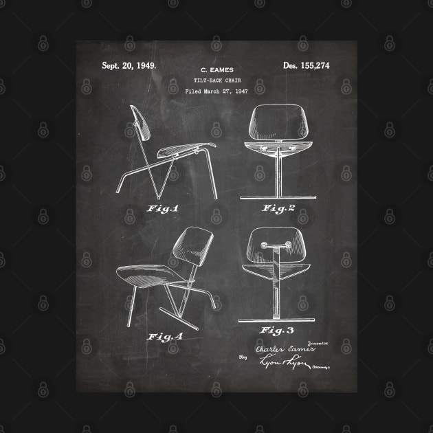 Eames Chair Patent - Designer Modern Design Art - Black Chalkboard by patentpress