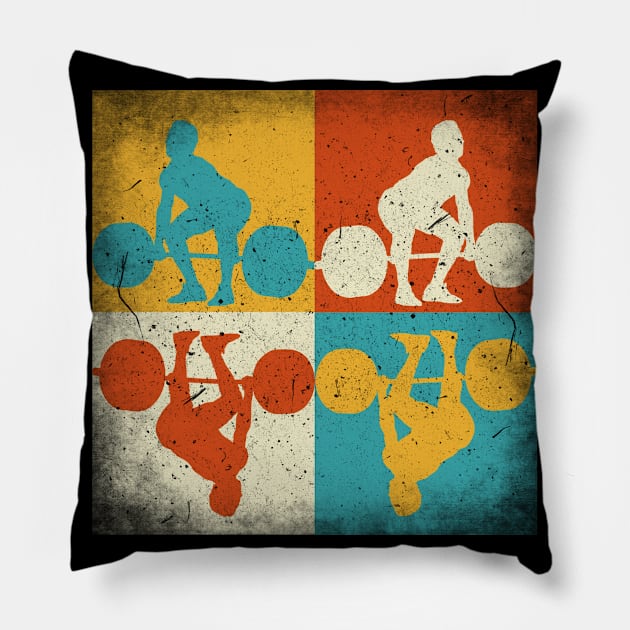 Weightlifting practice. Retro squares Pillow by SerenityByAlex
