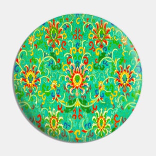 green main color printed images that are based on vintage floral and geometric motifs, can be used in decorating fabrics and coverings in fashion Pin