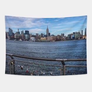 Manhattan Skyline Love Padlocks New York City Tapestry