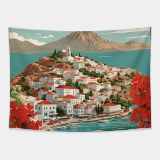 Hydra Greece Tourism Vintage Travel Poster Tapestry