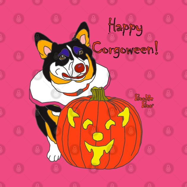 Bookie Boo the Corgi Clown - Happy Corgoween by LeiaPowellGlass