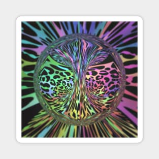 Animal Print Rainbow Leopard Trippy Magnet