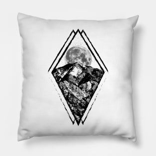 Mountain Moon Geometric Design by RAD! (Black) Pillow