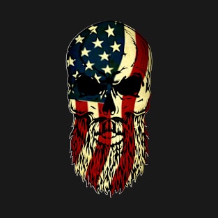 Flag American Beard Skull T-Shirt