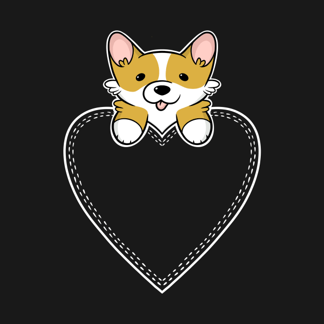 Cute Corgi in Heart Pocket by IhateDumplings