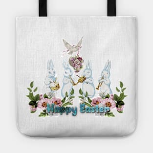 Funny easter bunny playing music Tote