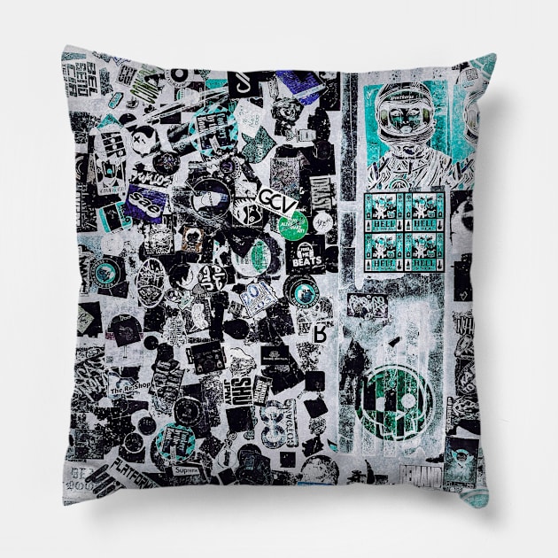 Street Stickers NYC Pillow by eleonoraingrid