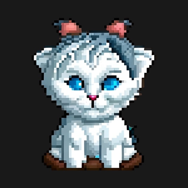 A cat with bright blue eyes and a red nose. by ijoyly