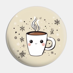 christmas  snowy Happy cup of Coffee Pin