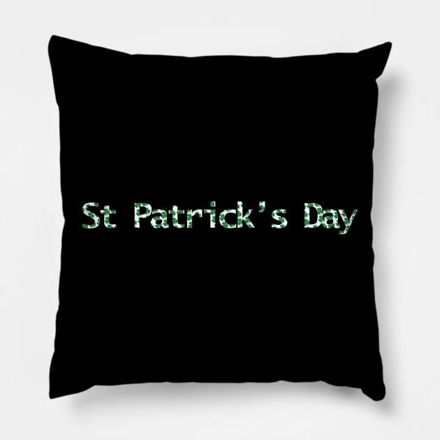 St Patricks Day Green Shamrocks Typography Pillow by ellenhenryart