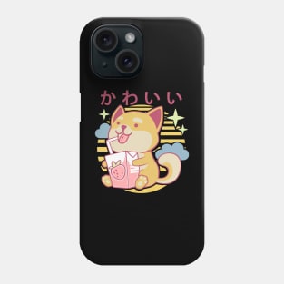 Kawaii Aesthetics Japanese Strawberry Milk Shake かわいい Dog - Purple - Strawberry Milk Phone Case