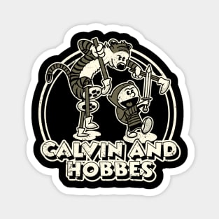 Drawing retro Vintage 80s and 90s Calvin and Hobbes Ninja Warrior Magnet