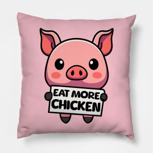 Eat More Chicken! Cute Pig Cartoon Pillow