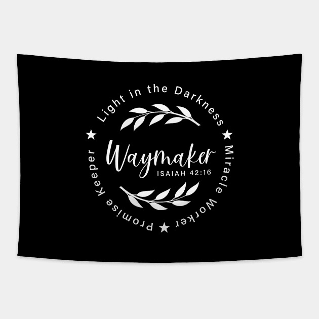 Waymaker, Miracle Worker, Promise Keeper, Christian Quote Tapestry by Happiness Shop