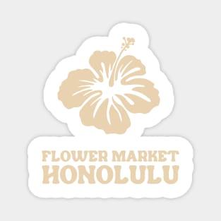 white and beige hibiscus flower market honolulu Magnet