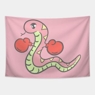 The Boxing Snake Cartoon Tapestry