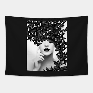 Woman, Girl, Butterflies, Lips print, Fashion art, Fashion print, Scandinavian art, Modern art, Wall art, Print, Minimalistic, Modern Tapestry